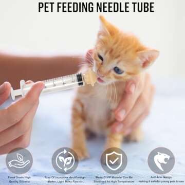 CZTNNZK Silicone Material Kitten Nipples for Nursing, Reusable Kitten Syringe for Feeding,Silicone Pacifier Suitable for Kittens, Puppies and Wild Animals. (Small)