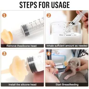 CZTNNZK Silicone Material Kitten Nipples for Nursing, Reusable Kitten Syringe for Feeding,Silicone Pacifier Suitable for Kittens, Puppies and Wild Animals. (Small)