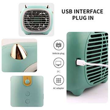 Juesi Cooling Fan for Bedroom Room, Retro Vintage Design Personal Cool Fan for Desk Table, Handheld, USB Rechargeable Portable (Red)