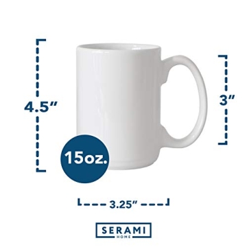 Classic 15oz Ceramic Coffee Mugs with Large Handles