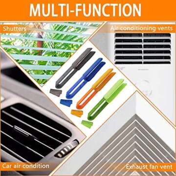 4 Pack Blinds Duster, Window Blinds Cleaner Duster Brush with 4 Microfiber Sleeves, Blinds Cleaning Tools for Window Blinds, Air Conditioner Vents, Fans, Car Vents...