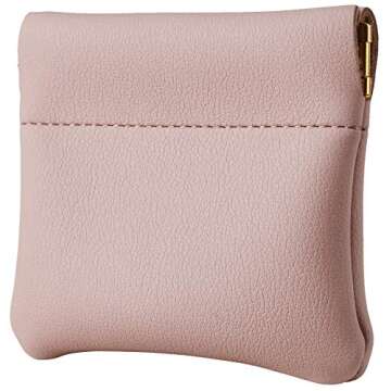 Travelambo Leather Squeeze Coin Purse Pouch Change Holder For Men & Women (Access Pink Champagne)