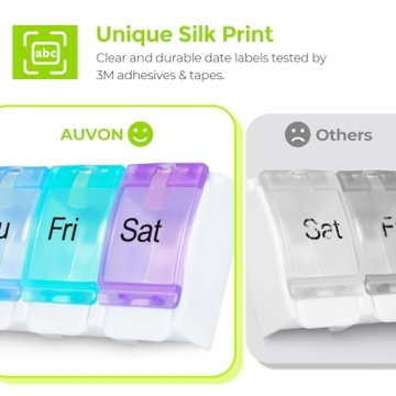 AUVON 7-Day Pill Organizer BPA-Free Spring Open Design