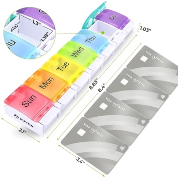 AUVON 7-Day Pill Organizer BPA-Free Spring Open Design