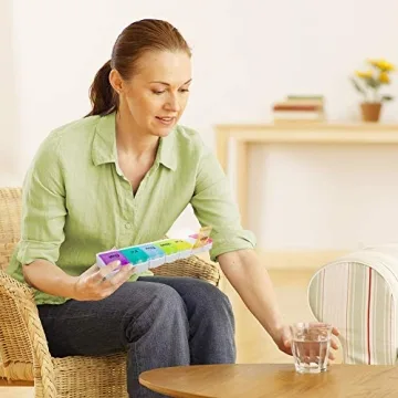 AUVON 7-Day Pill Organizer BPA-Free Spring Open Design