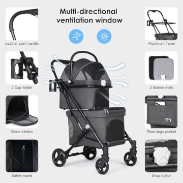Beberoad Double Pet Stroller - Lightweight and Versatile