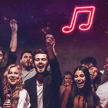 Red Music Neon Sign - LED Neon Signs for Wall Decor，Battery or USB Powered Neon Lights for Bedroom,Suitable for Room Decoration and Girls Gifts