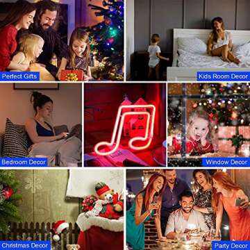 Red Music Neon Sign - LED Neon Signs for Wall Decor，Battery or USB Powered Neon Lights for Bedroom,Suitable for Room Decoration and Girls Gifts