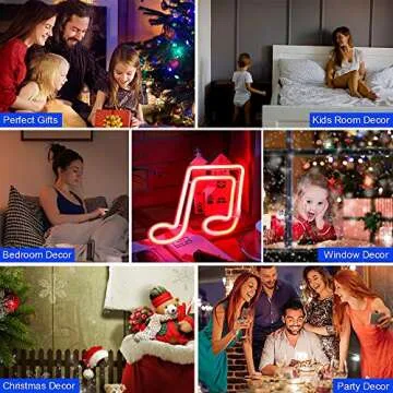 Red Music Neon Sign - LED Neon Signs for Wall Decor，Battery or USB Powered Neon Lights for Bedroom,Suitable for Room Decoration and Girls Gifts