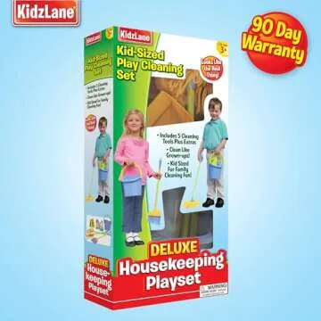 Kidzlane Kids Cleaning Toy Set - Toddler Cleaning Set with Realistic Broom, Mop, and Dustpan with Wet Floor Sign and Cleaning Tools - Kids Broom Set for Ages 3 and Up - Fun Playtime for Boys and Girls