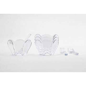 24 ct 2.3 oz Plastic Dessert Cups with Spoons AND Forks | Cute FLOWER SHAPE | Small Dessert Cups | For Sauces | Desert Cups For Party | Appetizer Cups | Shooter Cups | Disposable | FREE Recipe eBOOK