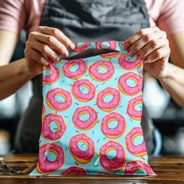 10x13 (100) Sprinkled Donuts Designer Poly Mailers Waterproof Self Sealing Tear Resistant Polymailers Shipping Envelopes Premium Printed Bags For Small Businesses