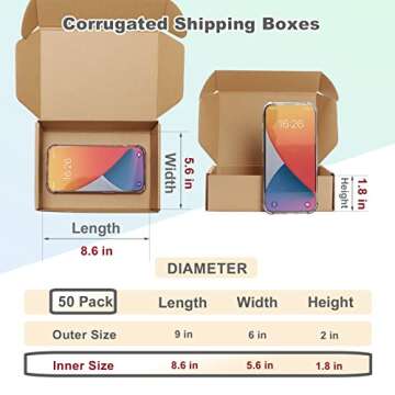 MEBRUDY 9x6x2 Inches Shipping Boxes Pack of 50, Small Corrugated Cardboard Box for Mailing Packing Literature Mailer