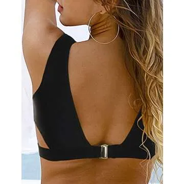 Blooming Jelly Women's High Waisted Swimsuit Crop Top Cut Out Two Piece Cheeky High Rise Bathing Suit Bikini