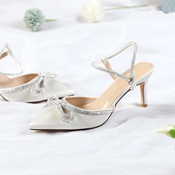 Susanny Sparkly Wedding Heels - Stylish Bow Pumps