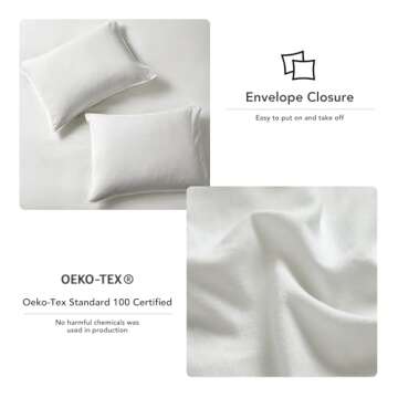DAPU Linen Duvet Cover Set - French Linen Cotton Blend Natural Flax Soft Breathable Bedding 3 Pcs Set - 1 Duvet Cover 2 Pillowcases (Off-White/Cotton Linen, Full/Queen)