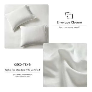 DAPU Linen Duvet Cover Set - French Linen Cotton Blend Natural Flax Soft Breathable Bedding 3 Pcs Set - 1 Duvet Cover 2 Pillowcases (Off-White/Cotton Linen, Full/Queen)