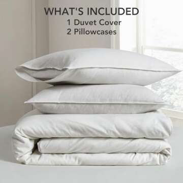 DAPU Linen Duvet Cover Set - French Linen Cotton Blend Natural Flax Soft Breathable Bedding 3 Pcs Set - 1 Duvet Cover 2 Pillowcases (Off-White/Cotton Linen, Full/Queen)