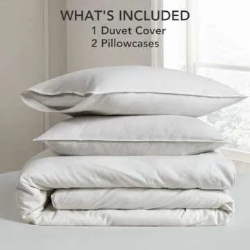 DAPU Linen Duvet Cover Set - French Linen Cotton Blend Natural Flax Soft Breathable Bedding 3 Pcs Set - 1 Duvet Cover 2 Pillowcases (Off-White/Cotton Linen, Full/Queen)