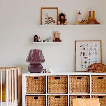 Mushroom Lamp,Glass Mushroom Bedside Table Lamps Purple Translucent Murano Vintage Style Striped Small Nightstand Desklamp Swirl Light for Home Decor, Dining, Living, Bedroom, Gift (Stripe Purple)