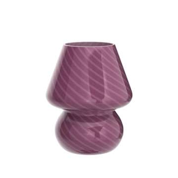 Mushroom Lamp,Glass Mushroom Bedside Table Lamps Purple Translucent Murano Vintage Style Striped Small Nightstand Desklamp Swirl Light for Home Decor, Dining, Living, Bedroom, Gift (Stripe Purple)