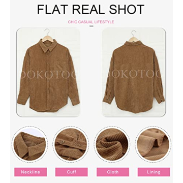 Chic Dokotoo Women's Corduroy Button-Down Blouse