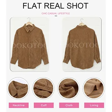 Chic Dokotoo Women's Corduroy Button-Down Blouse