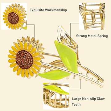 6 Pcs Flower Metal Hair Claw Clips Large Tulip Nonslip Hair Barrettes Strong Hold Hair Clamps Fashio...