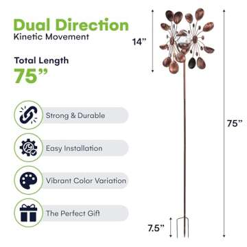 SteadyDoggie Solar Wind Spinner with LED Color Glow Decoration