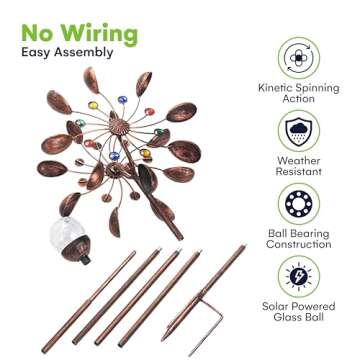 SteadyDoggie Solar Wind Spinner with LED Color Glow Decoration