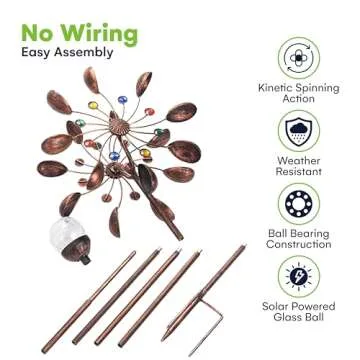 SteadyDoggie Solar Wind Spinner with LED Color Glow Decoration