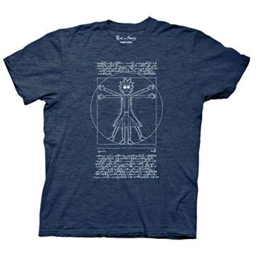 Ripple Junction Rick and Morty Vitruvian Rick T-Shirt, Navy Heather, X-Large