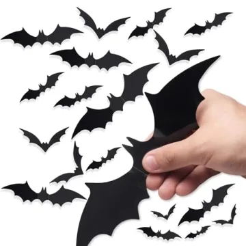 60 PCS 3D Halloween Bat Decorations - Spooky PVC Wall Stickers