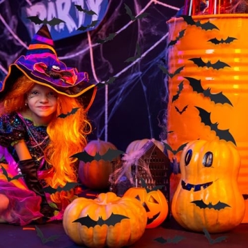 3D Halloween Bat Decorations - 60 PCS PVC Stickers