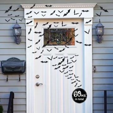 3D Halloween Bat Decorations - 60 PCS PVC Stickers