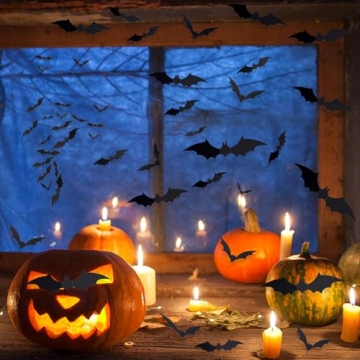3D Halloween Bat Decorations - 60 PCS PVC Stickers