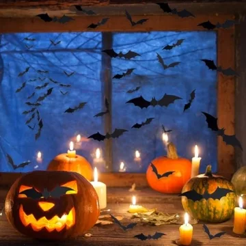 3D Halloween Bat Decorations - 60 PCS PVC Stickers