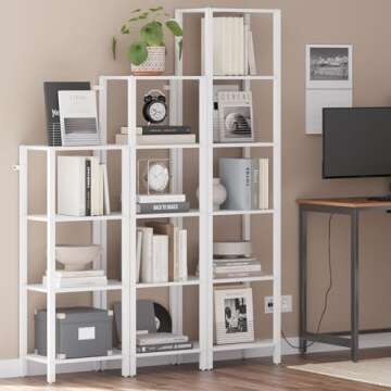Versatile TUTOTAK 5-Tier Narrow Book Shelf for Small Spaces