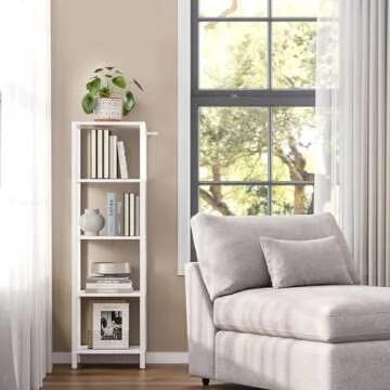Versatile TUTOTAK 5-Tier Narrow Book Shelf for Small Spaces