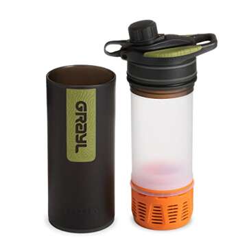 GRAYL GeoPress 24 oz Water Purifier Bottle - Filter for Hiking, Camping, Survival, Travel (Black Cam...