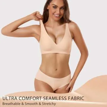 Gailife Deep V Bras for Women No Underwire Wireless Push Up Bra Seamless Plunge Bralette Comfort Supportive Bra Full Coverage -ND,S Nude