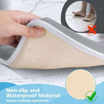 Baby Bath Kneeler and Elbow Rest Pad Set - Gray Green - 1.5 inch Extra Thick Baby Bathtub Kneeling Pad and Removable Elbow Pad,with Baby Bath Toys and Organizer Pockets - Easy to Clean-Tiikiy