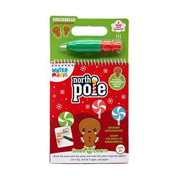 Holiday Water Magic (2 Pack - Candy Cane & Gingerbread) - Scented Reusable Water Reveal Activity Books - Stocking Stuffers for Kids, No Mess, All Fun by Scentco