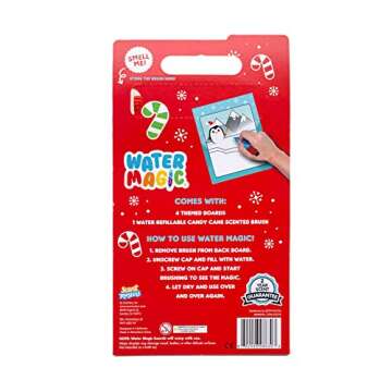 Holiday Water Magic (2 Pack - Candy Cane & Gingerbread) - Scented Reusable Water Reveal Activity Books - Stocking Stuffers for Kids, No Mess, All Fun by Scentco