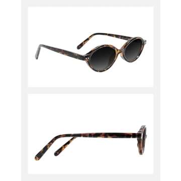 TIJN Olisa Retro Oval Sunglasses for Women Men,Polarized UV Protection Shades,Stylish Small Frame Sun Glasses(Tortoise/Grey)