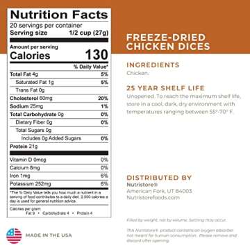 Nutristore Freeze Dried Chicken - Premium Emergency Food Storage