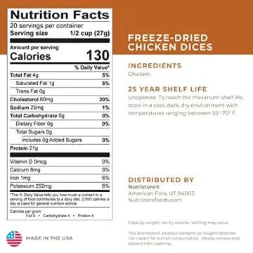 Nutristore Freeze Dried Chicken - Premium Emergency Food Storage