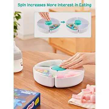 HEETA Baby Food Storage Container, Snack Box for Kids with 4 Removable Compartment and Lids, Reusable Snack Containers, Food Grade PP Material, BPA & PVC Free (Green)