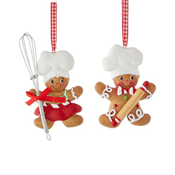 Kurt Adler Gingerbread Boy Girl Ornaments Set of 2