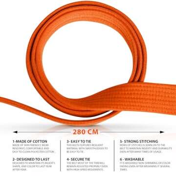 DXM SPORTS BJJ Jiu Jitsu Belt - Taekwondo Karate Belt - Martial Arts Uniform Ranking Judo Belt Doubl...